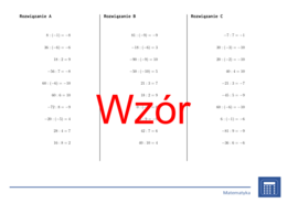 Dzielenie liczb całkowitych | matematyka | 26 kolumn
