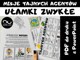 Agencja Detektywistyczna UŁAMKI ZWYKŁE. Matematyczne wyzwanie – dodawanie, odejmowanie, mnożenie i dzielenie ułamków.