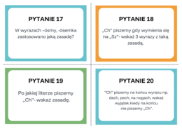 Wakacyjna powtórka ortograficzna- gra planszowa, 24 pytania.