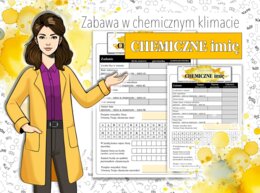 Klasa 1,2,3,4,5,6,7,8. Chemia. Zabawa słowna. Gra. Stwórz swoje własne chemiczne imię! Pani Atomówka KIDS.