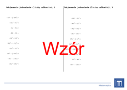 Odejmowanie jednomianów (liczby całkowite) | matematyka, algebra | 26 kolumn
