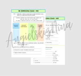 E8 - określenia czasu - mix - karta pracy - powtórka czasów - wklejka - Present Simple - Past Simple - Present Continuous - Present Perfect - egzamin ósmoklasisty - matura