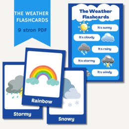 Pogoda FISZKI. Nauka Nazw Zjawisk Pogodowych po angielsku. 9 Kart PDF