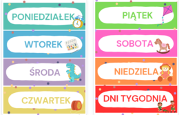 Dni tygodnia - dekoracja na tablicę, girlanda