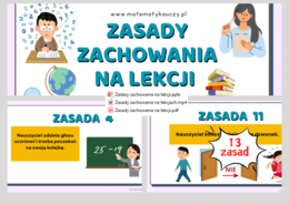 ZASADY ZACHOWANIA NA LEKCJI - 13 uniwersalnych zasad dla każdego nauczyciela / PowerPoint, MP4 + PDF do druku