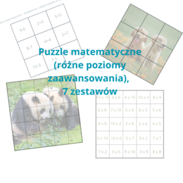 Puzzle matematyczne - dodawanie, odejmowanie, mnożenie, duży pakiet