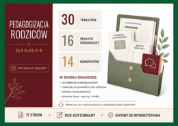 👩‍🏫 PEDAGOGIZACJA RODZICÓW KLAS 4–8 - 30 tematów i 16 kompletnych scenariuszy spotkań