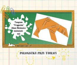 "Przyjaciele" Adam Mickiewicz tangram biały (wydruk eco) niedźwiedź miś