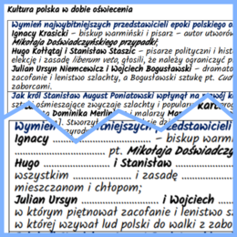 Kultura polska w dobie oświecenia – notatki i karta pracy (MATERIAŁ za darmo)