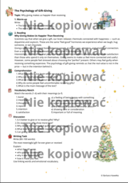 Karta pracy z czytanką The Psychology of Gift-Giving B1 przymiotniki opisujące emocje