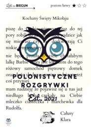 LIST NA BIEGUN. Ćwiczenia interpunkcyjne. 4-8. List do Świętego Mikołaja. Boże Narodzenie. Mikołajki