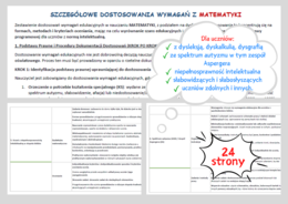 Szczegółowe DOSTOSOWANIE WYMAGAŃ EDUKACYJNYCH z MATEMATYKI dla uczniów ze specjalnymi potrzebami edukacyjnymi (SPE) / PDF do druku