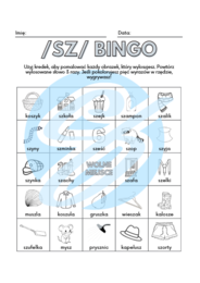 Logopedia Bingo do utrwalania głoski „sz” – materiały do terapii logopedycznej z kartą do kolorowania i losowania