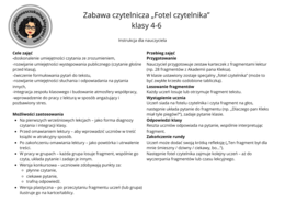 „Fotel czytelnika – zabawa czytelnicza z lekturą”