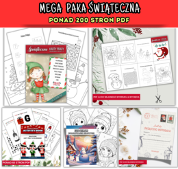 PAKIET Świąteczne Karty Pracy, Świąteczne Kolorowanki, Świąteczne Łamigłowki. PONAD 200 stron PDF