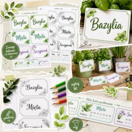 Etykiety na zioła: bazylia, mięta, szczypiorek