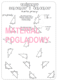 Trójkąty ekierkowe 30,60,90 i 45,45,90 - karta pracy klasa 7, 8
