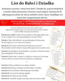 Scenariusz Dnia Babci i Dziadka "List do Babci i Dziadka" + zaproszenia i upominek w formie listu