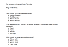 Skrzynia Władcy Piorunów - test lekturowy