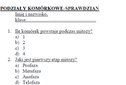 Mitoza, mejoza-sprawdzian