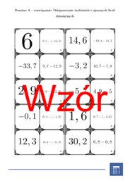 Domino - Odejmowanie dodatnich i ujemnych liczb dziesiętnych | matematyka