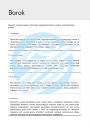 Barok – Najważniejsze Zagadnienia – Karty Pracy dla Maturzystów