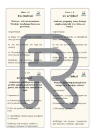 PAKIET: Karty sytuacyjne dla uczniów kl.1-3 (52karty) oraz 4-8 (56 kart)- TUS, zajęcia rozwijające kompetencje emocjonalno-społeczne, świetlica, rewalidacja, godzina wychowawcza, terapia