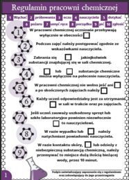 Karty pracy- Klasa 7. Chemia - Regulamin i piktogramy