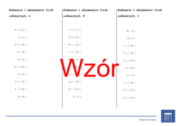 Dodawanie i odejmowanie liczb całkowitych | matematyka | 26 kolumn