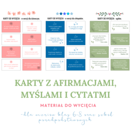 Karty z afirmacjami, myślami i cytatami dla uczniów starszych