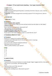 Karta Pracy Super invention pitch - will, might, could A2-B2
