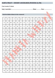 Wykreślanka Popularne Angielskie Idiomy Poziom A2/B1 – PDF do druku + Klucz Odpowiedzi