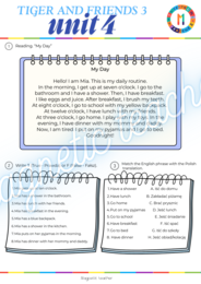 Tiger and Friends 3- unit 4 READING "My day"