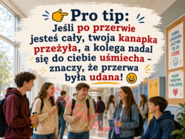 🛎️ Zasady bezpiecznej przerwy – nowoczesna gazetka korytarzowa z humorem