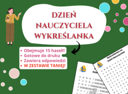 🔎 Wykreślanka – Dzień Nauczyciela, Szkoła podstawowa • Świetlica • Godzina wychowawcza • klasy 1-8