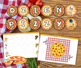 Dzień Pizzy. Girlanda. Zadania. Dyplom. Przypinki. Bingo