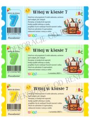 Powitalny Bilet do klasy 7
