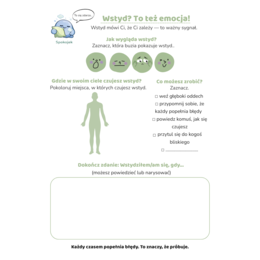 Głowostworki — Pakiet 4: Wstyd, frustracja, duma, odwaga— karty pracy dla dzieci 4–8 lat