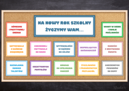 Gazetka na nowy rok szkolny - plansze z życzeniami