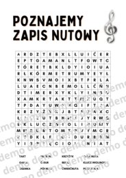 Muzyka, klasa 4-5. Poznajemy zapis nutowy. Karta pracy: wykreślanka.