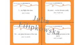 Be going to/ Zdania przeczące/ Karty do mówienia/ Mówienie/ Speaking/ Konwersacje/ Klasy 4-8/ Klasy 4-6/ Klasy 6-8/ SP/ Warm-up/ Rozgrzewka/ Speaking cards/ Gramatyka/ Grammar/ Speaking cards grammar/ Grammar cards/ E8