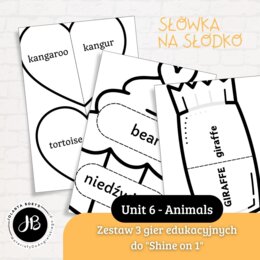Słówka Na Słodko - Zestaw 3 gier edukacyjnych do nauki słownictwa z "Shine on 1" Unit 6 - Animals