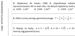 Sztafeta zadaniowa - ciąg geometryczny, procent składany, granica ciągu, szereg geometryczny