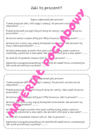 Szybkie karteczki - karty pracy z procentów. Klasa 6. Klasa 7. Klasa 8