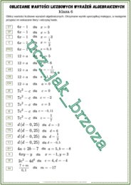 Obliczanie wartości liczbowych wyrażeń algebraicznych