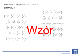 Dodawanie i odejmowanie wielomianów (ułamki) | matematyka, algebra | 26 kolumn