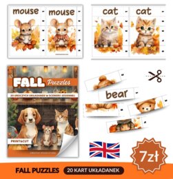 📚🍂 Puzzle w scenerii jesiennej dla najmłodszych w języku angielskim 🍂📚 20 mini układanek dla dzieci ❤️🍁