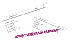 Kartkówka podstawowe wzory skróconego mnożenia (9 grup) wraz z odpowiedziami