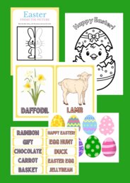 Happy Easter - Wielkanocny pakiet  I Flashcardy, kolorowanki, gry i zabawy