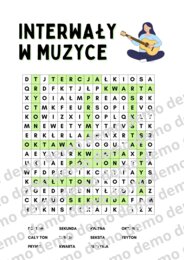 Muzyka, klasa 4-5. Interwały. Karta pracy: wykreślanka.